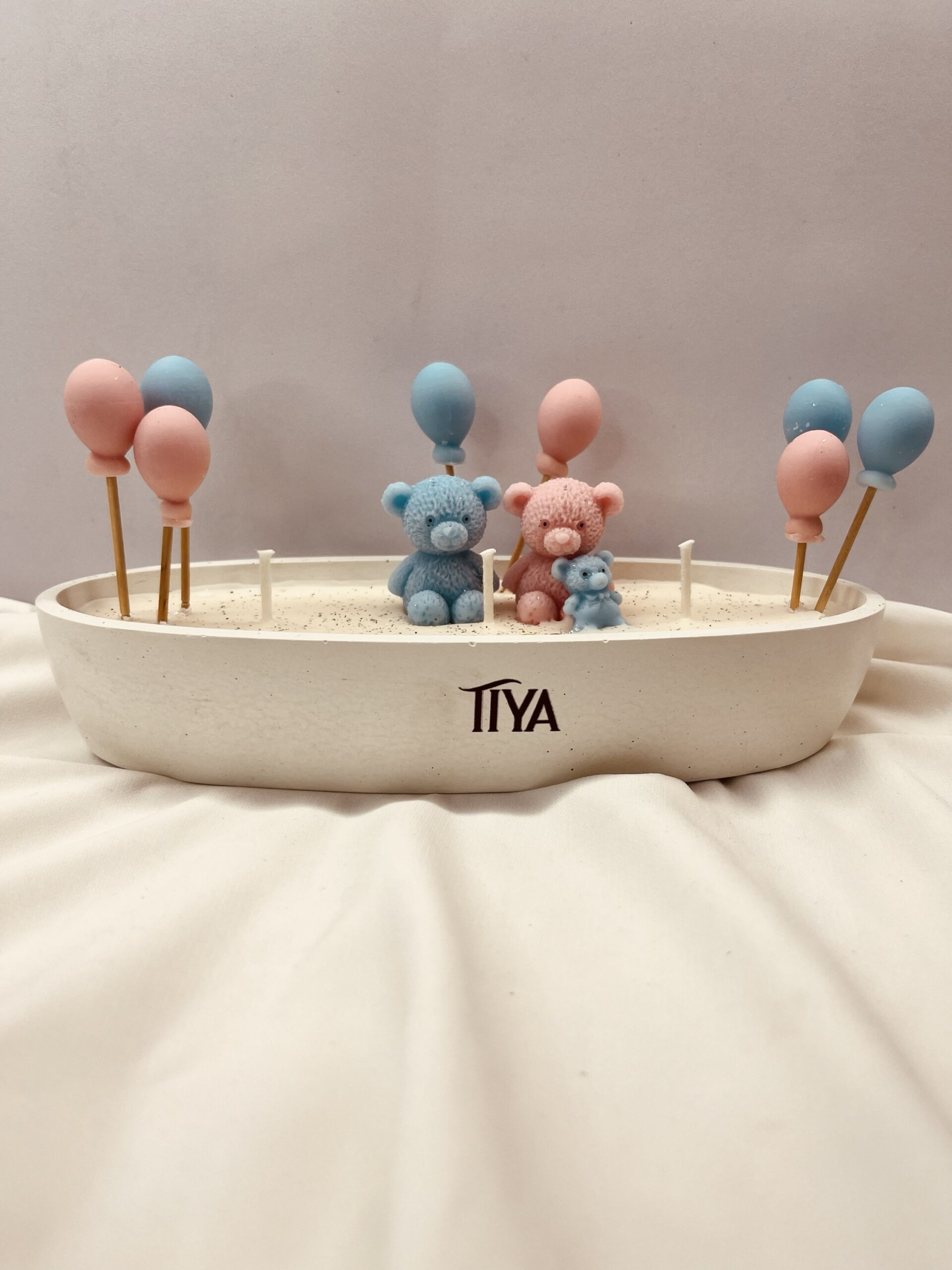 Baby Shower Ceramic Candle with Teddy Bear n Balloons