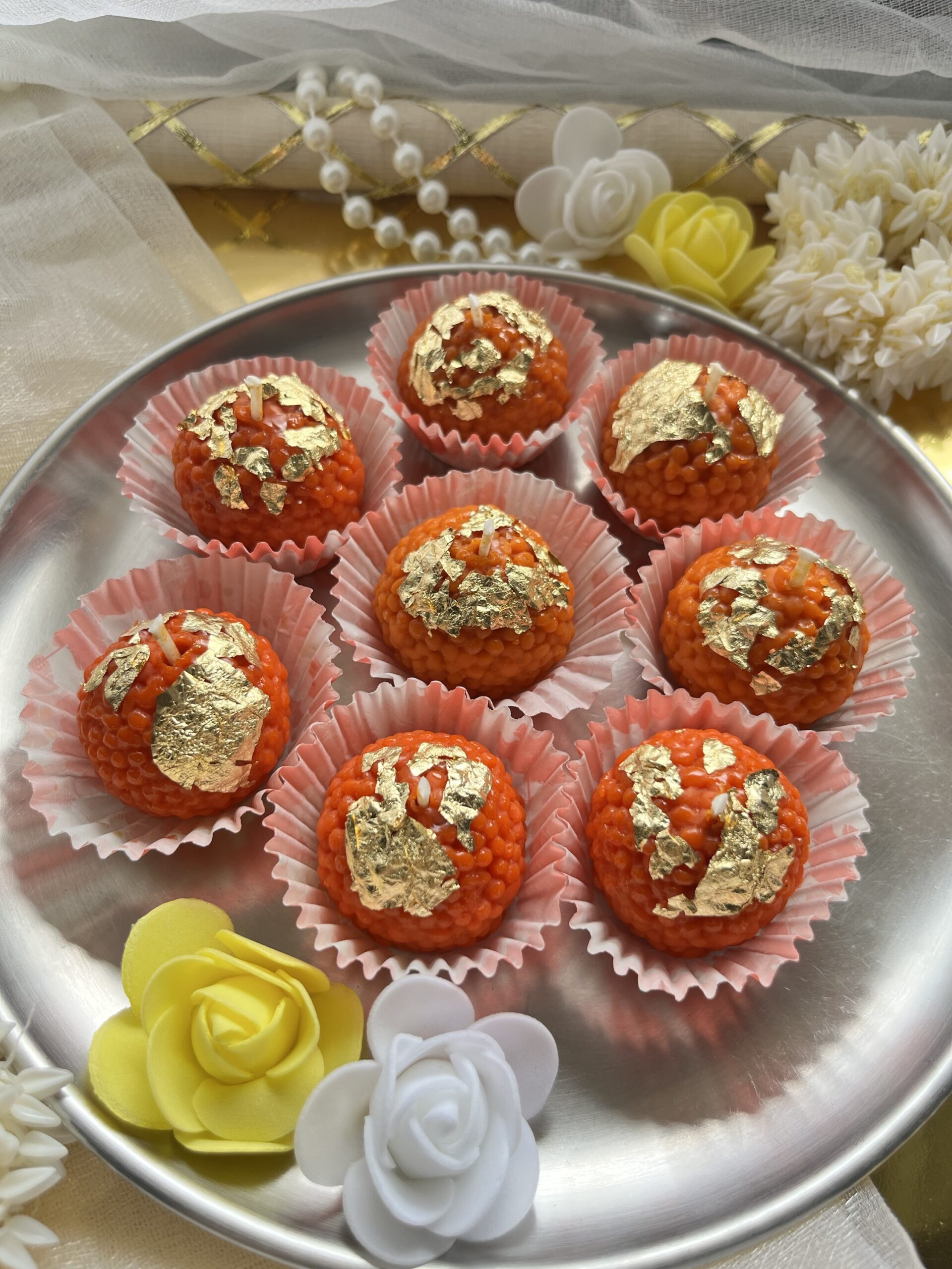 Motichur Laddoo Mithai Candle - 1 piece - Image 2