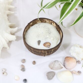 White Oceanic Coconut Shell Candle